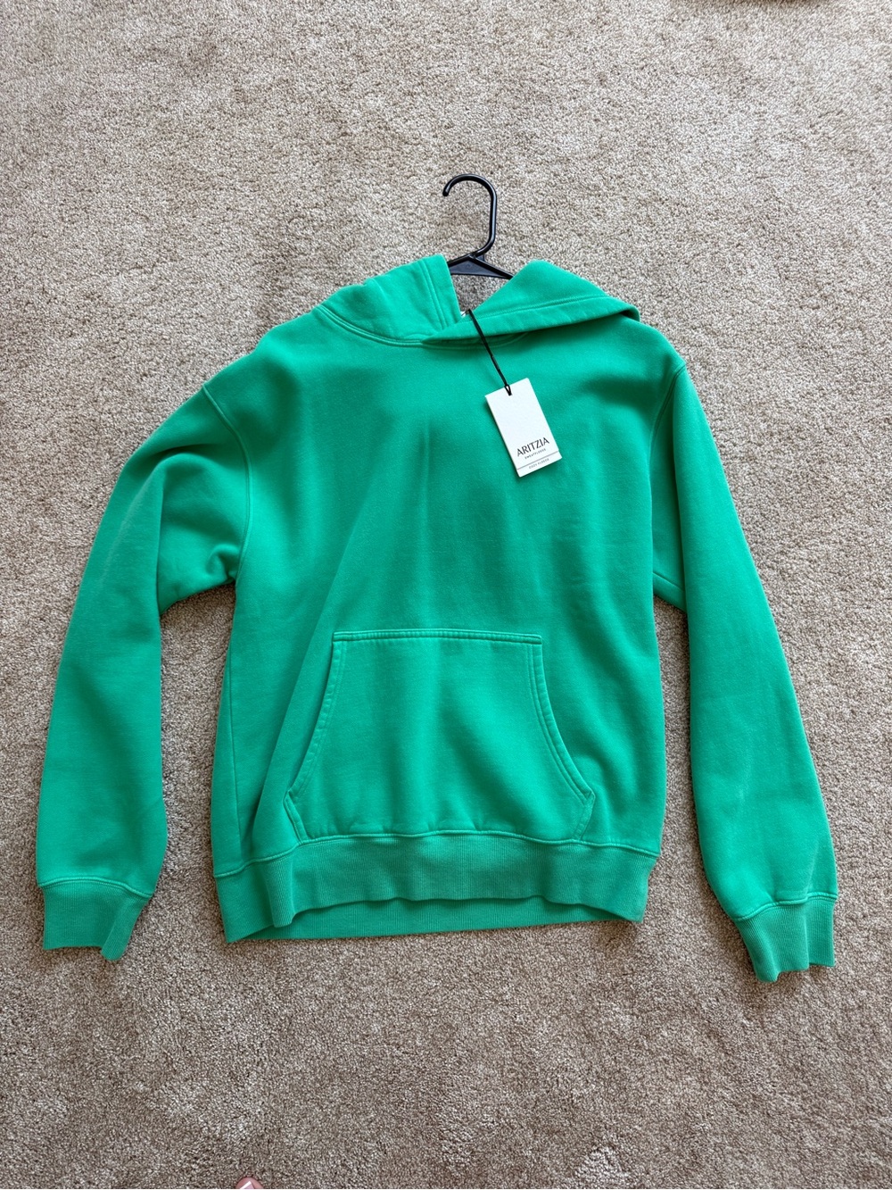 Aritzia Bright Green Hoodie with Kangaroo Pocket